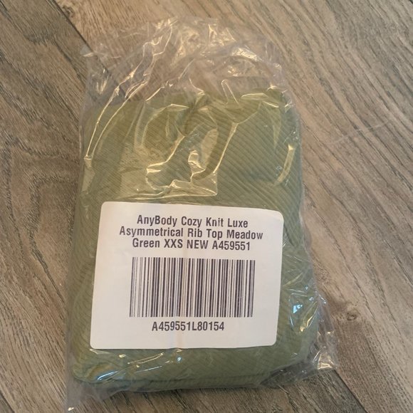 NWT ANYBODY COZY KNIT LUXE ASYMMETRICAL RIB TUNIC‎ TOP MEADOW GREEN XXS - Picture 3 of 5